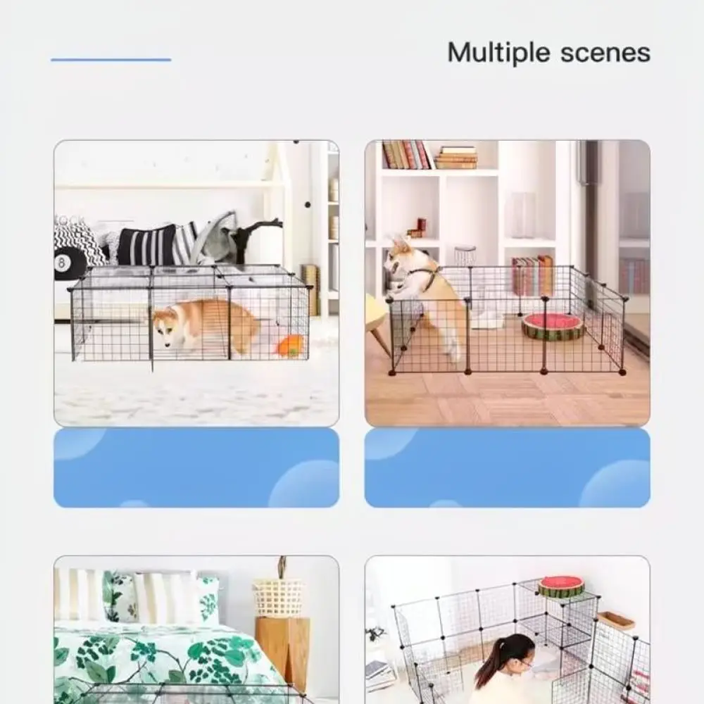 Portable Metal Wire Pet Fence Modular Playpen For Small Pets Dog Cat Rabbit Kennel Exercise Cage DIY Storage Shelf Rack