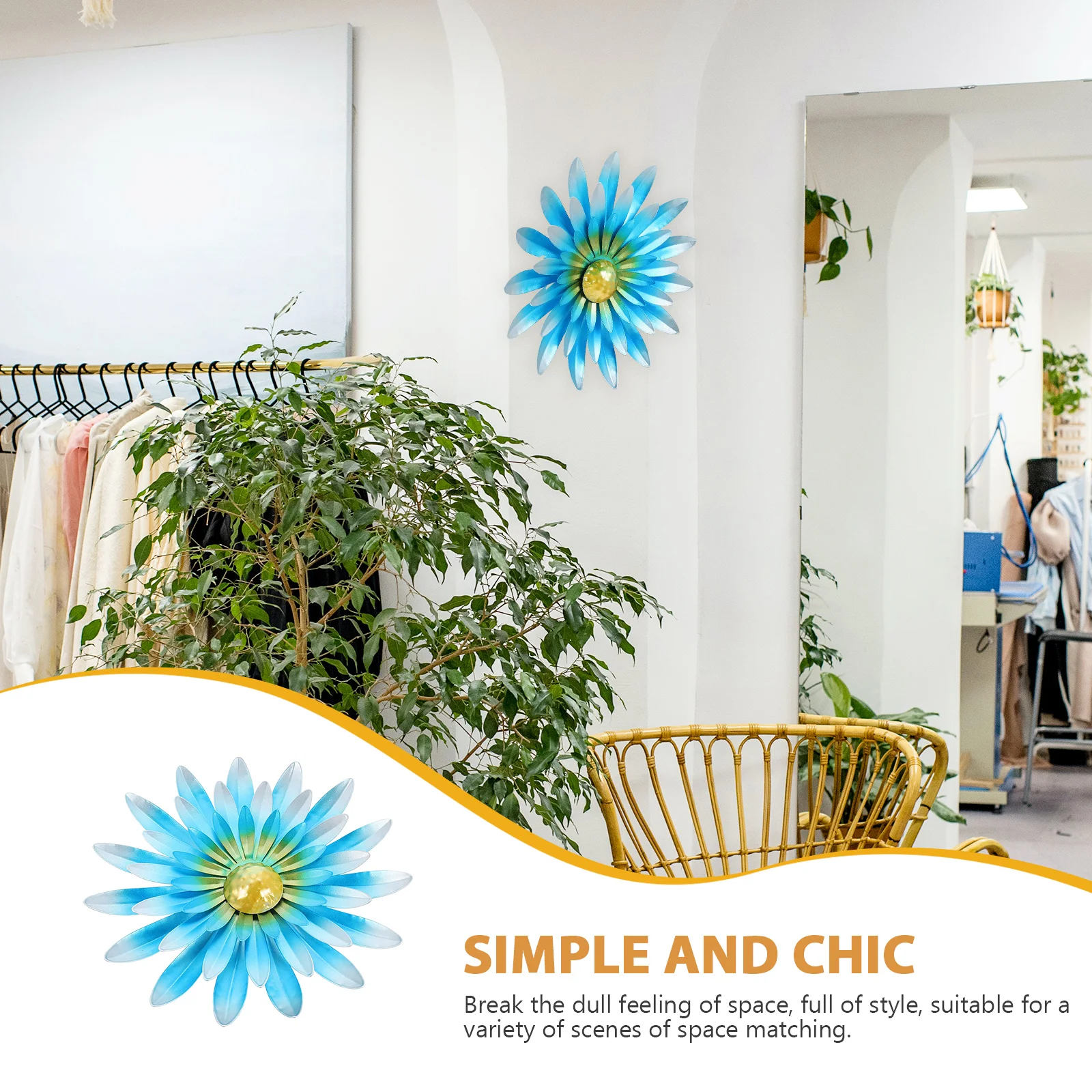 

Wrought Iron Sunflower Shaped Hanging Decoration Waterproof Metal Wall Flower Pendant for Indoor Outdoor Scene Decor