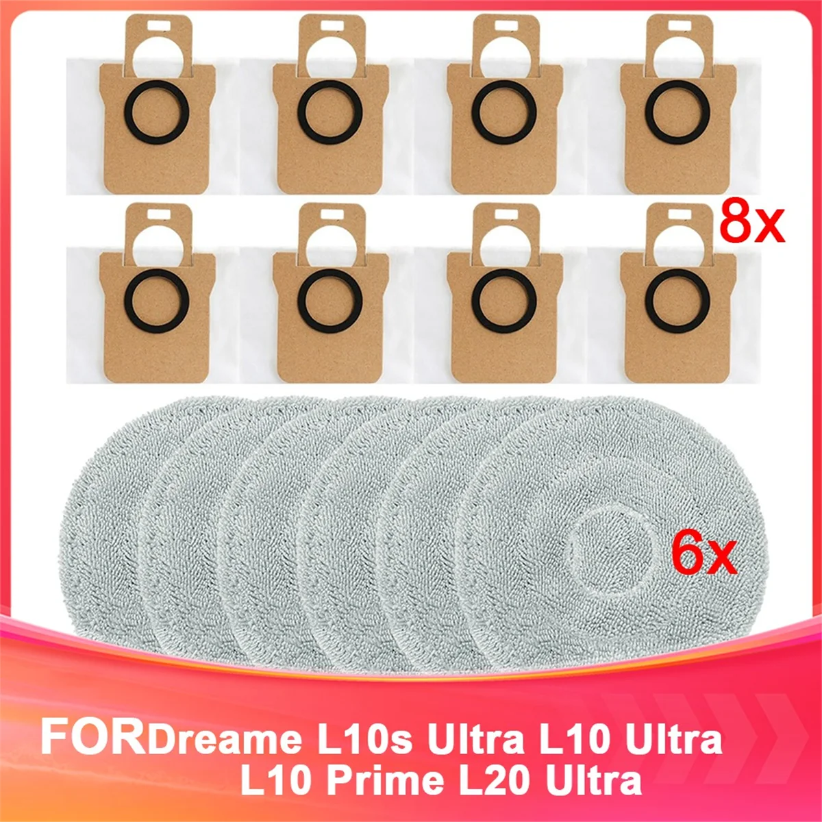 Dust Bag Mop Cloths for Dreame L10S Ultra L10 Ultra L10 Prime L20 Ultra, Vacuum Cleaner Bags Wet Mop Pads