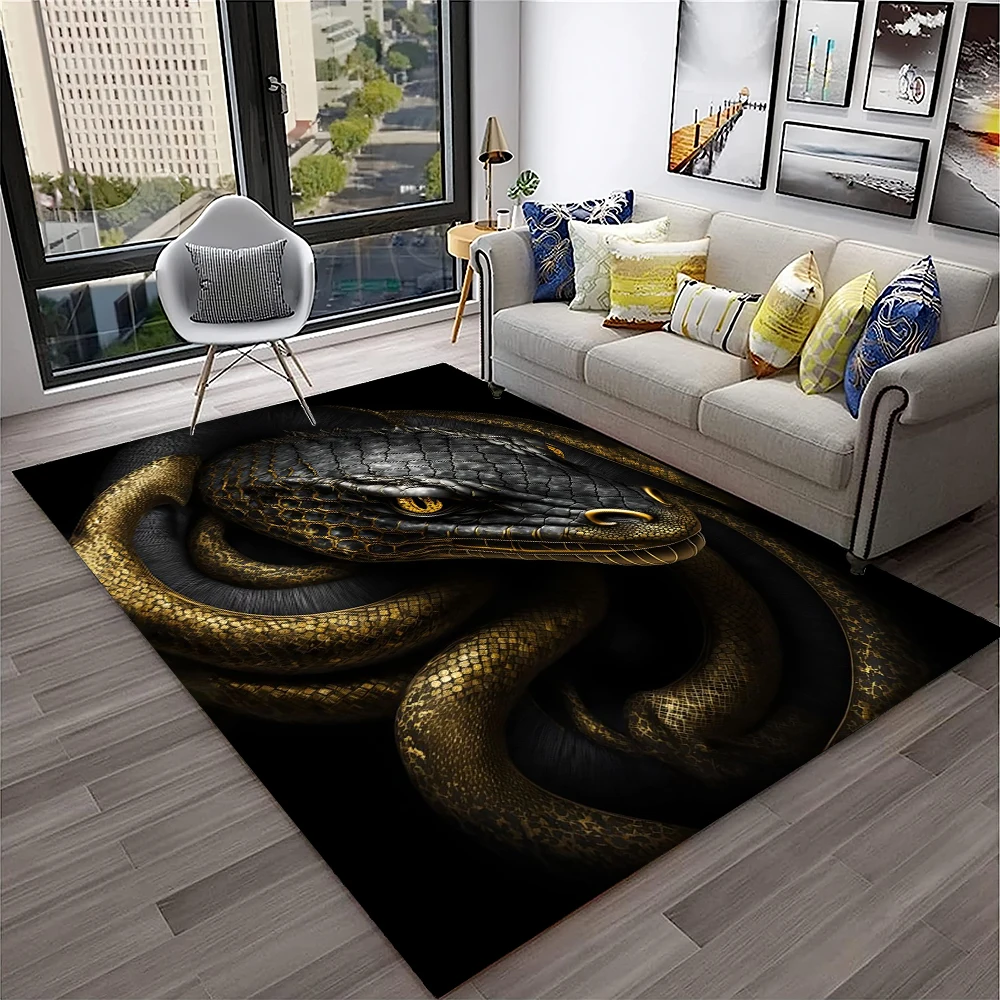 3D Gothic Snake Serpent Python Viper Carpet Rug for Home Living Room Bedroom Sofa Doormat Decor,kids Area Rug Non-slip Floor Mat