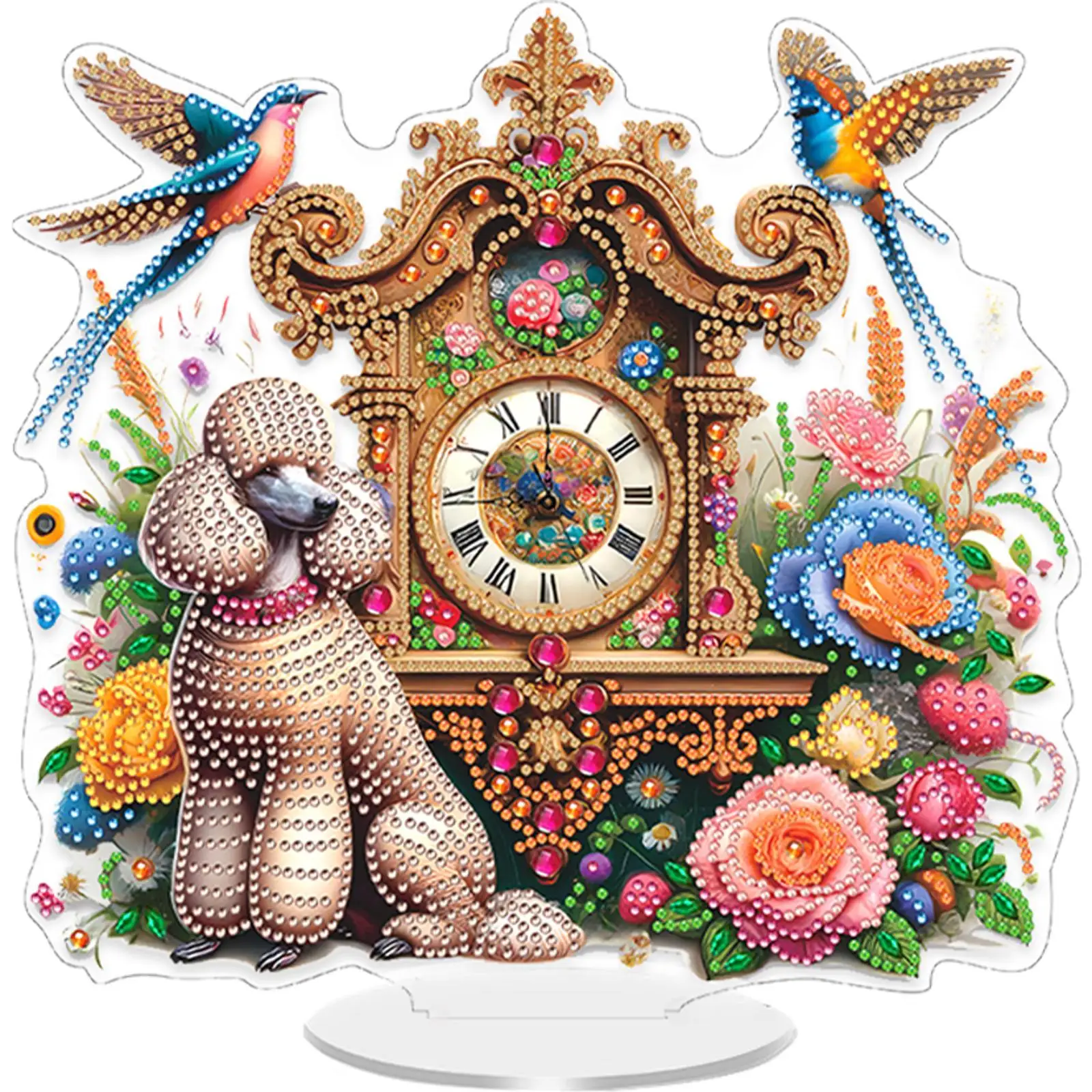 

Набор для создания акриловых украшений: часы с алмазной мозаикой в форме цветка и птицы