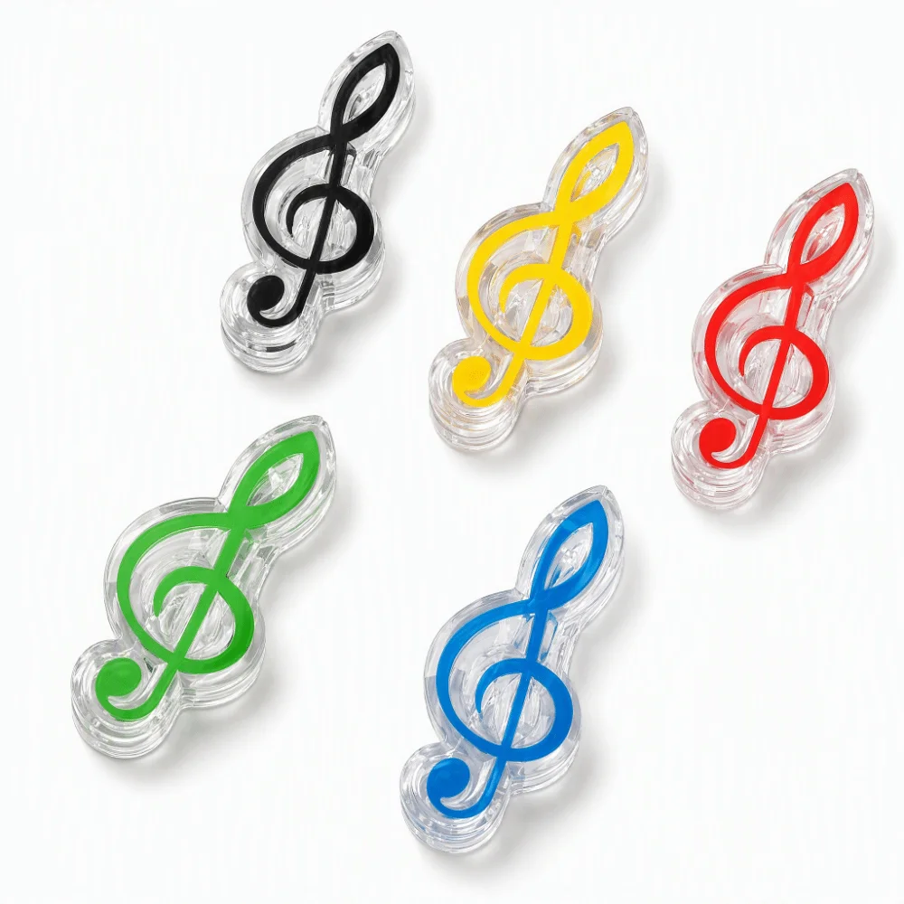 5PCS Practical ABS Music Note Clips Mixed Color Music Page Clips Treble Clef Clips For Sheet Music Reading