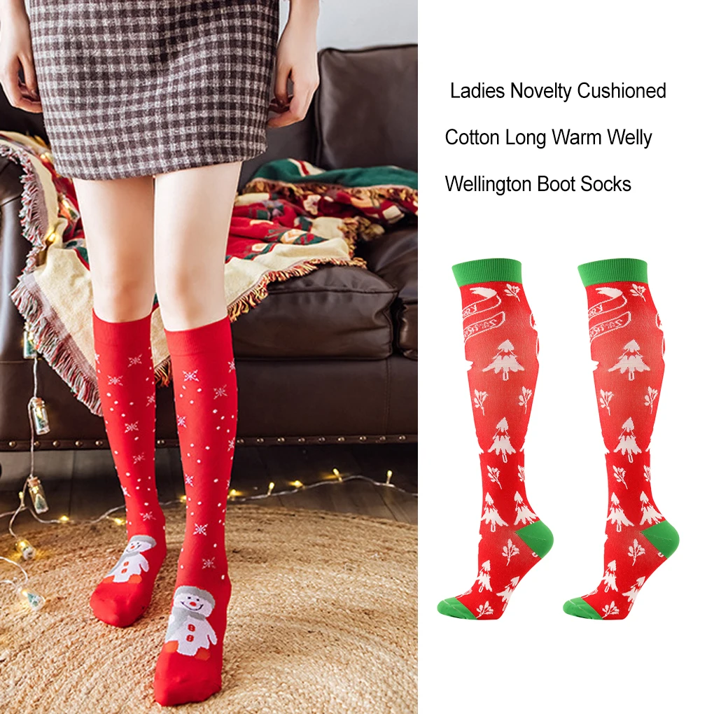 1 Pair Christmas Socks Banquet Long Tube Sock Skin-friendly Hosiery