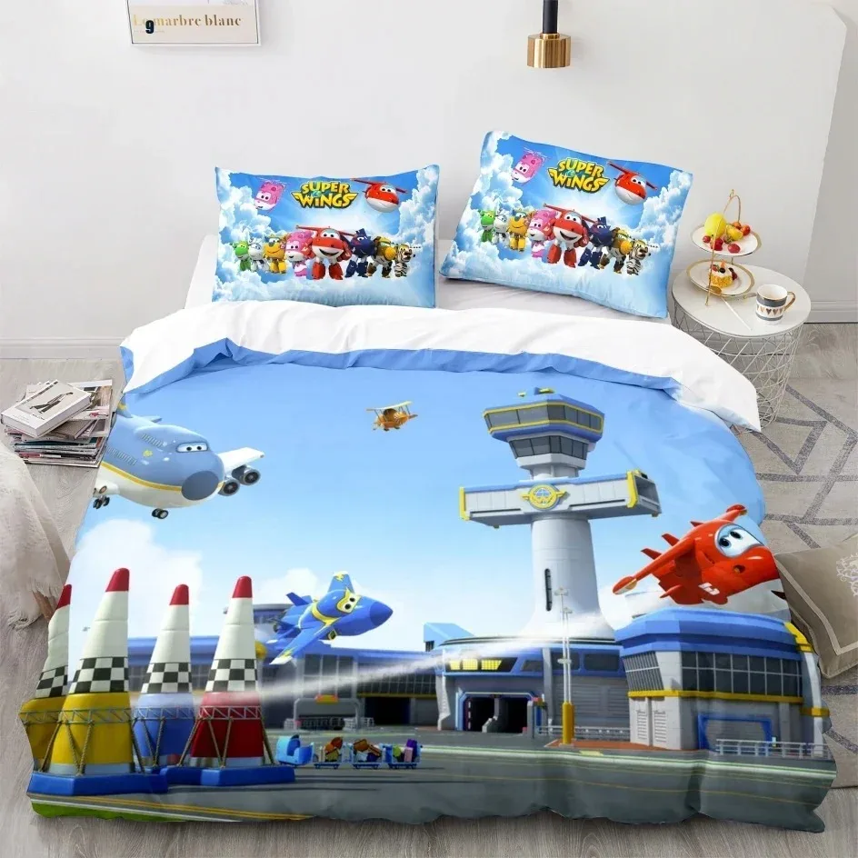 Super Wings 3D NEW Duvet Cover Pillowcase Bedding Set Adult Boy Girl Bedroom Decoration Children Single Double Large
