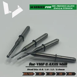 VHF NON-PRECIOUS ALLOYS (CoCr) & TITANIUM Milling - M060-R2-35 M100-R2-35 M120-T2-35 M200-R4-35 Double & Four Tooth Cutter