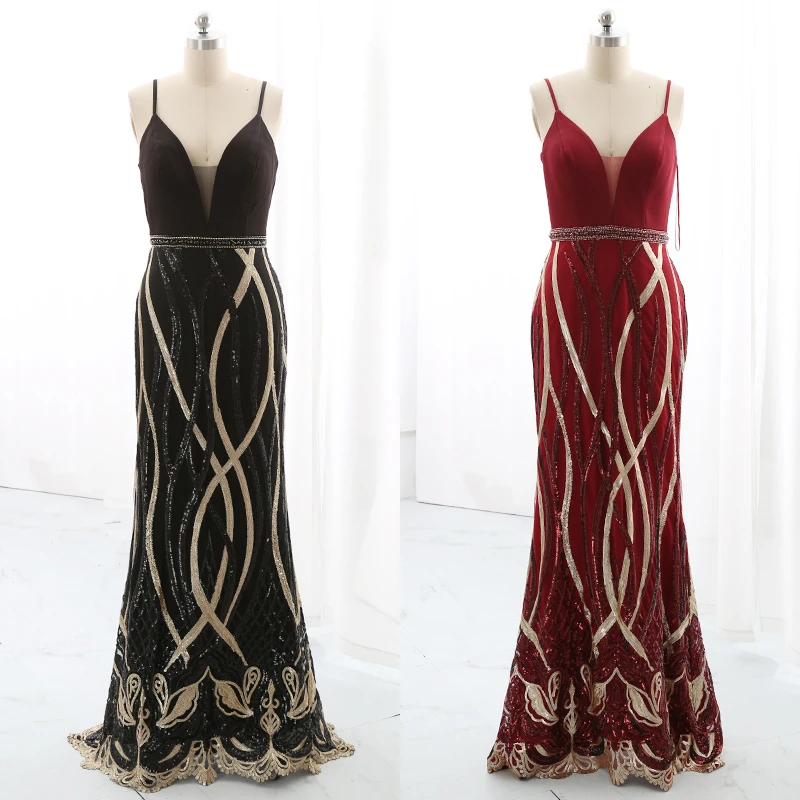 

Women Spaghetti Strap Sweetheart Sequin Beaded Mermaid Floor Length Prom Evening Party Dresses Formal Gown
