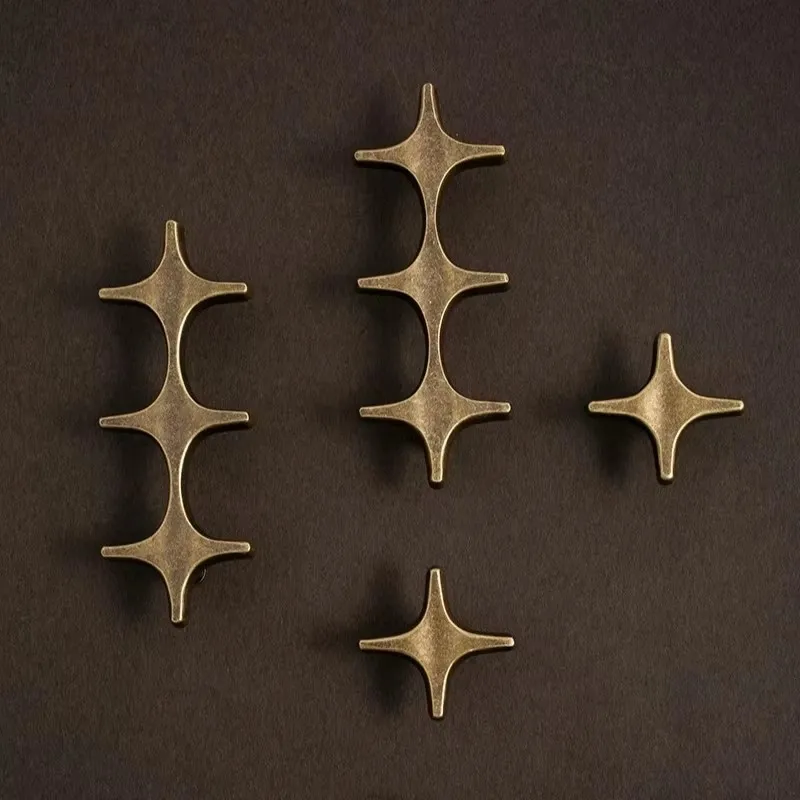 Luxury Star Drawer Pull Solid Brass Kitchen Handles Bronze Black Gold Cupboard Dresser Handle Silver Chrome Cabinet Knobs Pulls