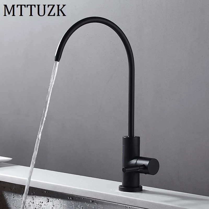 MTTUZK 59# Brass Pure Water Faucet High Quality Kitchen Pure Faucet Drinking Water Tap Black Pure Taps