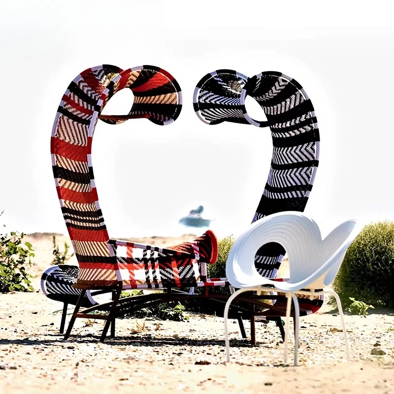 Nordic creative outdoor rattan chair sofa single balcony courtyard garden terrace homestay park rattan woven chair