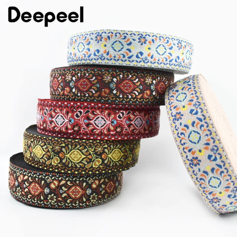 5/10Yards 5cm Ethnic Jacquard Webbing Bag Strap Decorative Braid Ribbon Band Garment Bias Binding Belt Sling Sewing Accessories