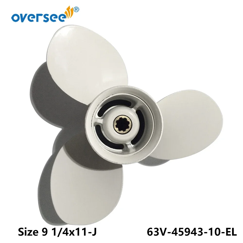 OVERSEE 63V-45943-10-EL-00(63V-45943-01-EL)  Aluminum Propeller Size 9 1/4x11-J  for Yamaha Outboard Motor Motor 9.9HP 15HP