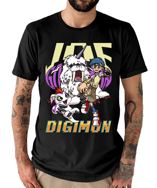 Camiseta unisex Digimon Joe y Gomamon Transformación Ikkakumon Cotton anime T-shirt