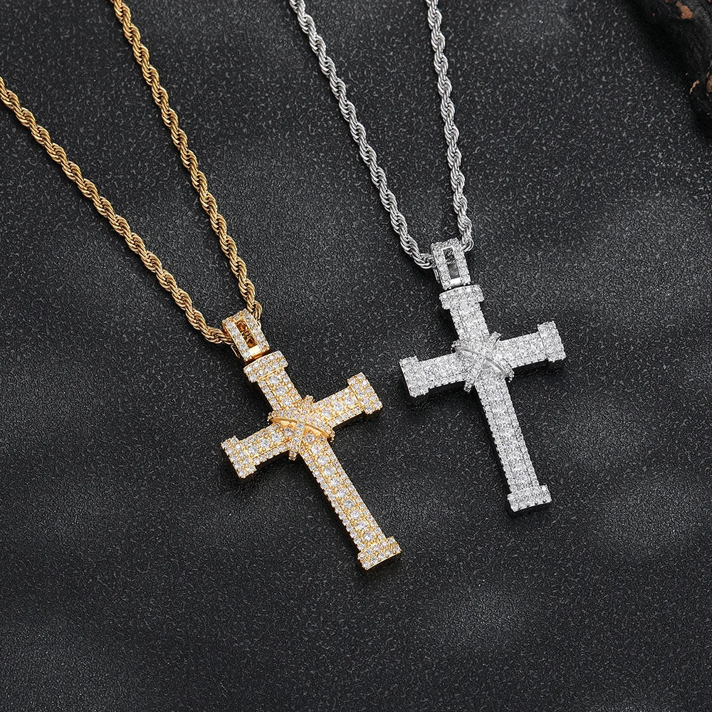 

Ожерелье с подвеской в виде креста из циркона в стиле хип-хоп, модное модное массивное ожерелье унисекс