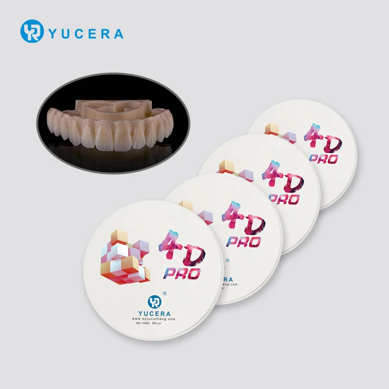 Yucera 98X25MM 4D Pro Multilayer Zirconia Block Pre-Staining  Full Porcelain Full Arch Bridge