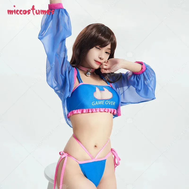 

25COSЖенский купальник kawaii Комплект бикини с кроличьим узором на шнуровке и шорты с низкой талией Купальный костюм из двух предметов Купальники