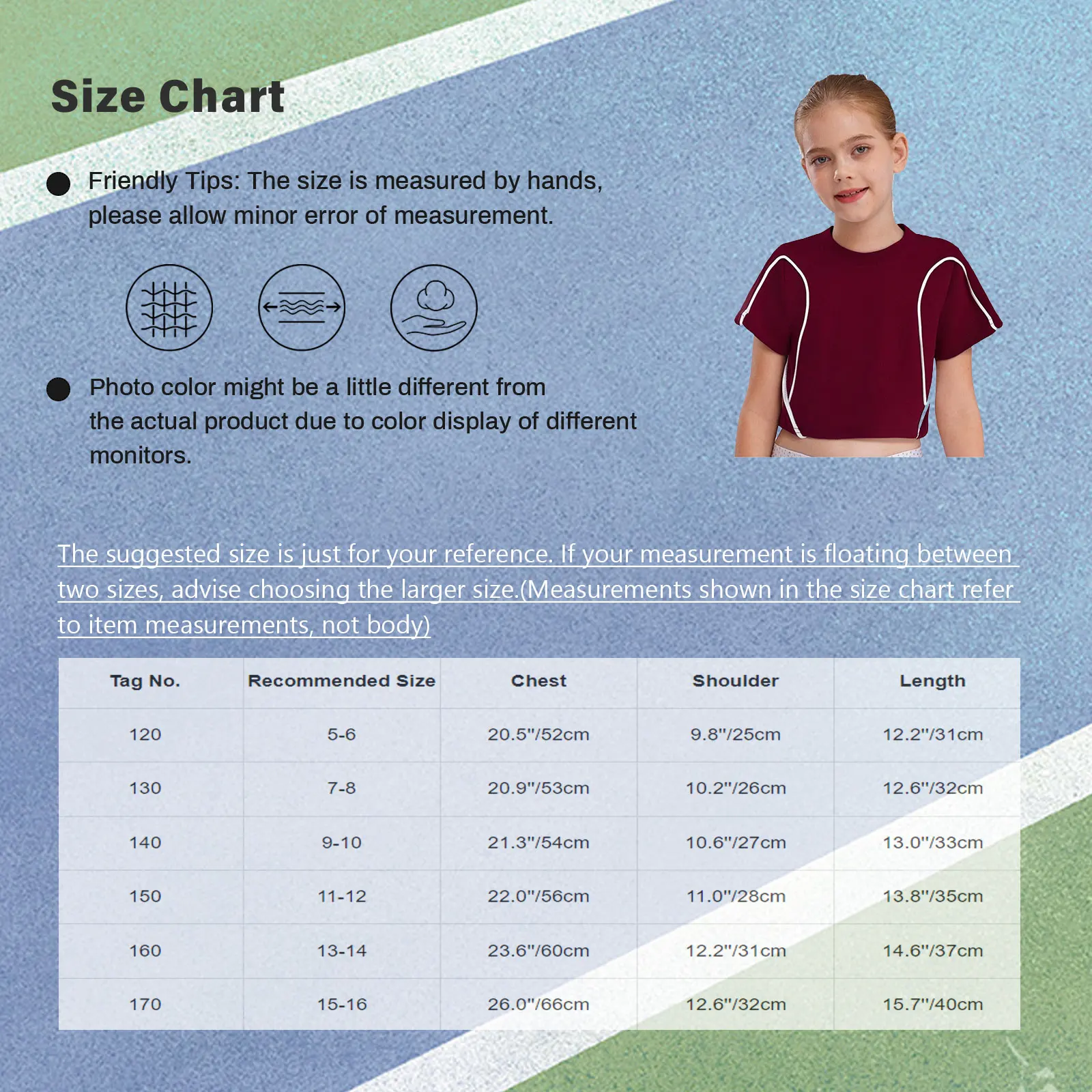 Kids Girls Contrast Color Trim Crop Top Hip-Hop Jazz Dance Cycling Sports Shirt Round Neck Short Sleeve T-shirt