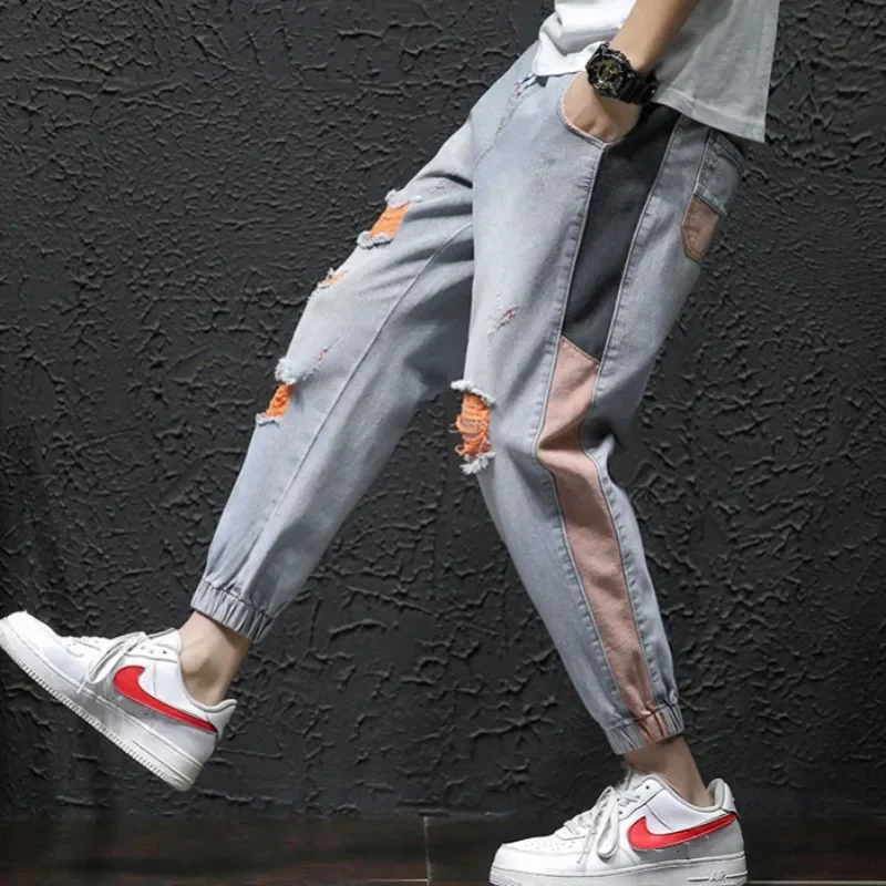 Taps toelopende herenjeans Harajuku Xs Y2k-broek Street chic Koreaanse mode-esthetische 2025, Kpop-stijl gewassen luxe mannelijke cowboybroek