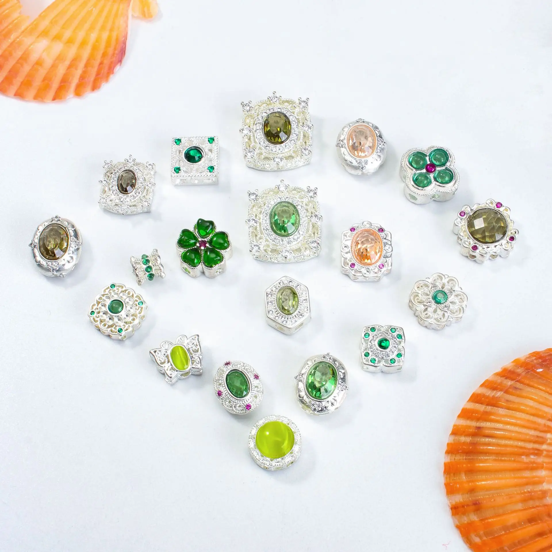 10pcs Copper Plated Silver Inlaid Colored Zircon Spacer Bead Accessories DIY Bracelet Necklace Jewelry Making Beads Wholesale