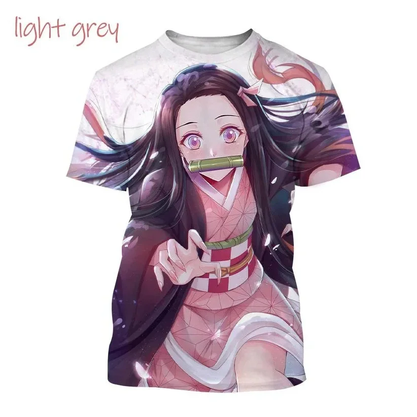 Camiseta con estampado de Anime 3D Kamado Nezuko para hombres y mujeres, camiseta de moda, Demon Slaye, manga corta, Hip-hop, Harajuku, Verano