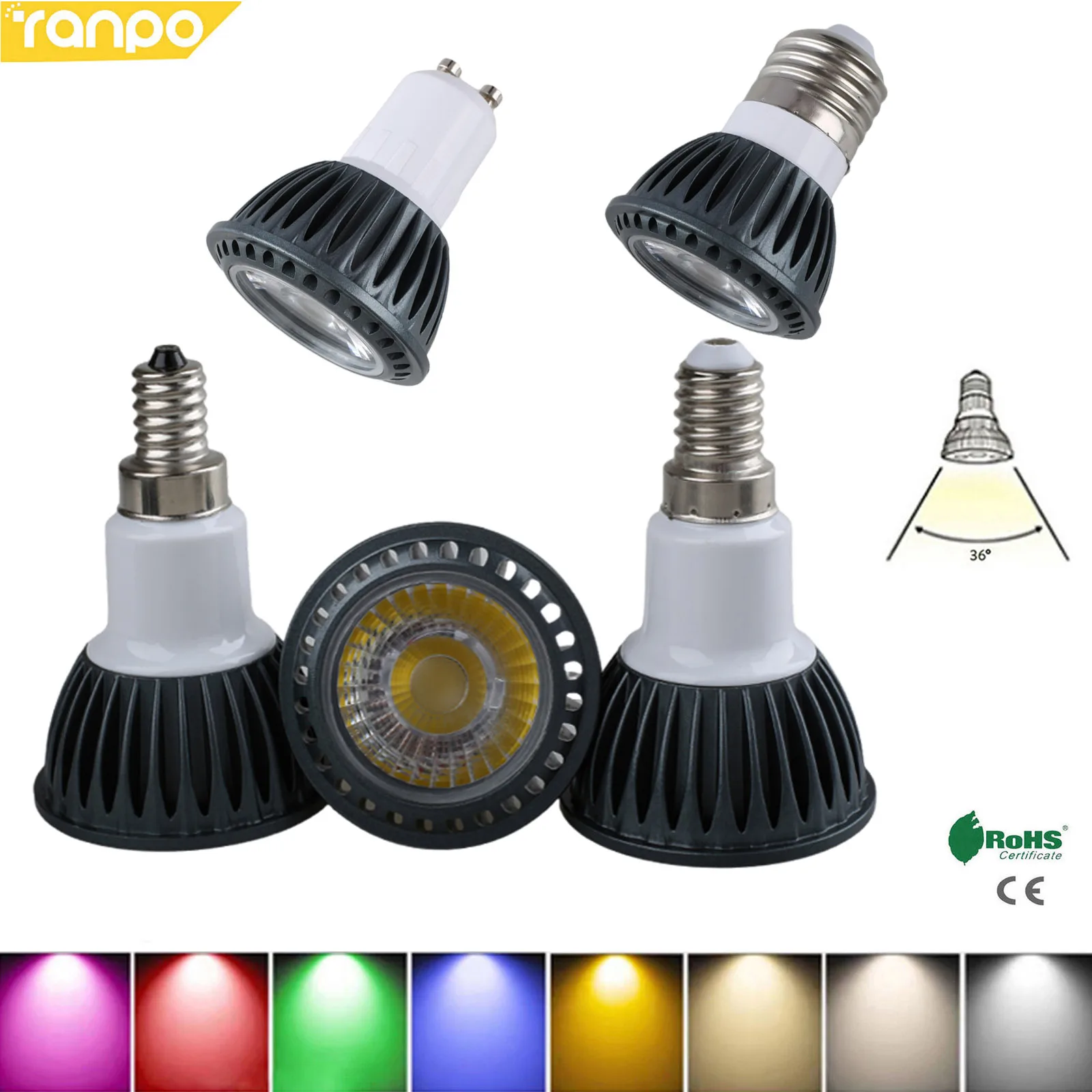 

LED COB Spotlight E27 GU10 E14 E12 B22 GU5.3 5W Bulbs Spotlights Home White Lamps Blue Luminaire for Living Room