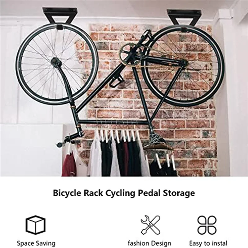 2 Pack Bike Rack Wall Hook Mount Bike Hook Holder for Storage and Garage Organization Flip-Up Bicycle Rack