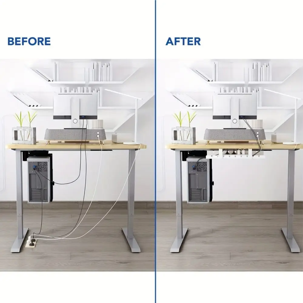 1pc Cable Management Tray Under the Office Desk, Iron Wire Tidy Storage Box, Office and Home Cable Rack, Used for Standing Desks