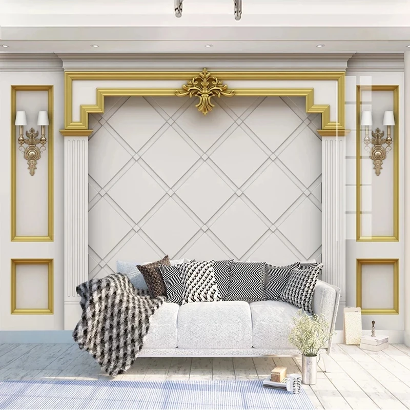 Custom Wallpaper Mural European 3D Relief Plaster Lines Bedroom Bedside Painting Living room sofa TV background wall restaurant