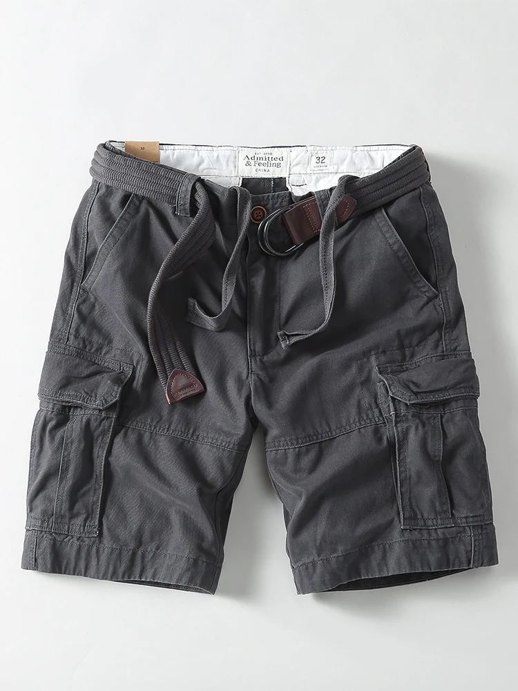 

Спецодежда в американском стиле ретро, мужские свободные повседневные брюки из чистого хлопка с несколькими карманами, брюки пять четвертей среднего размера Faion Ci Sle