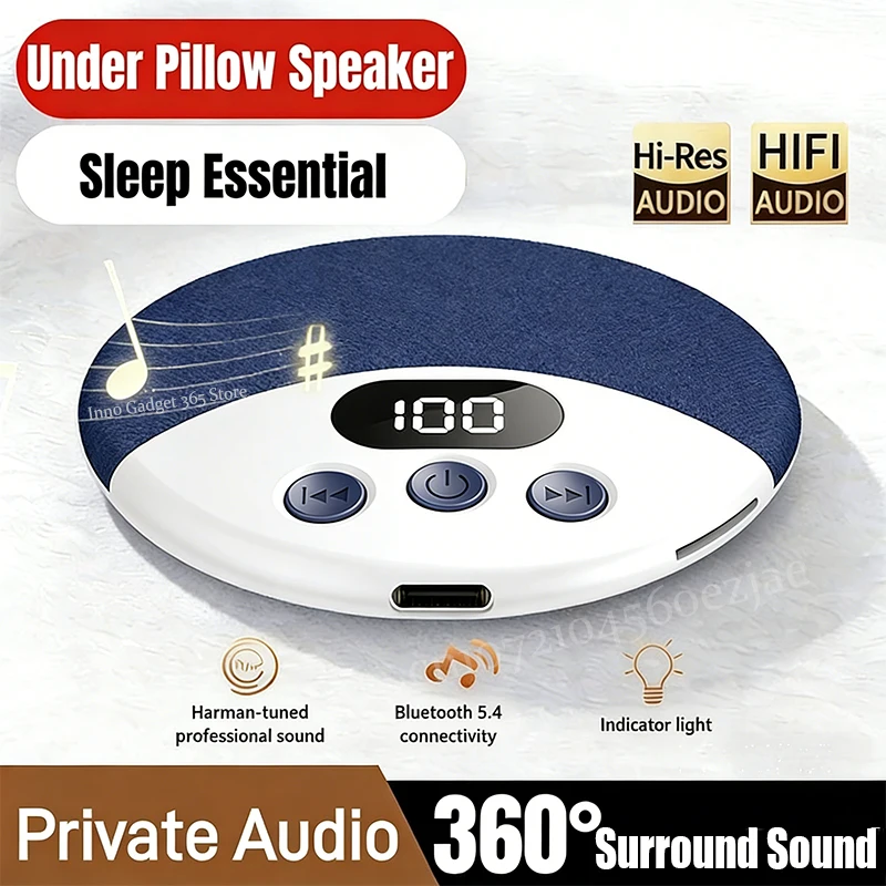 Pillow Side Sleep Aid Speaker Bluetooth 5.4 Hi-Fi Dynamic Sound Wireless Music Player Home Sleep Sound Equipment For Deep Sleep