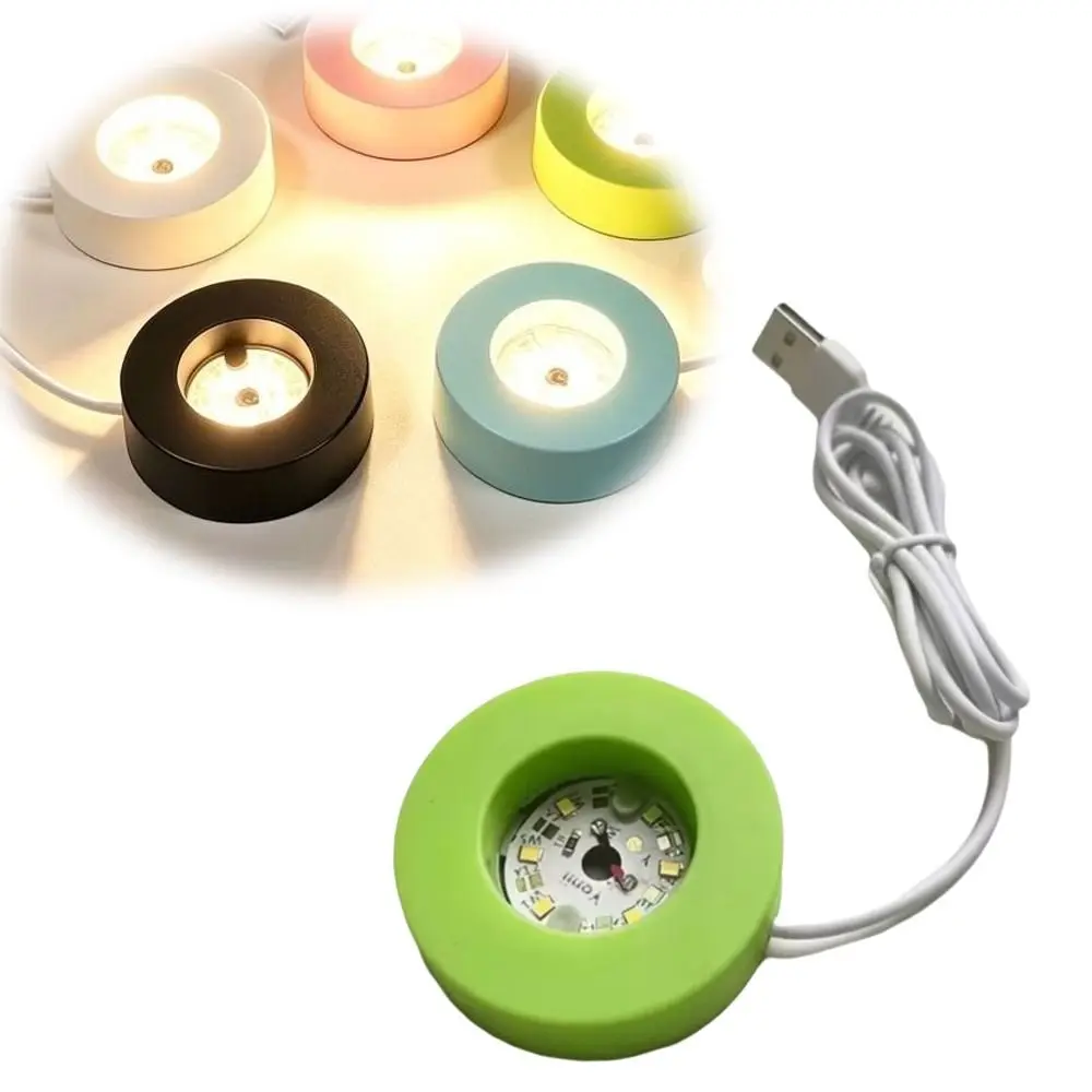 Round LED Light Art Display Base White Light/Warm Light/Colorful Light Multicolor Rechargeable Lamp Holder Display Stand