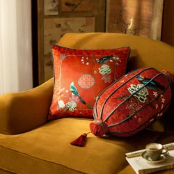 Decorative Throw Pillow Covers, Bird Floral Cushion Covers, Home Decor, Square, New Chinese Style, Couch Throw Pillows, 30x70cm