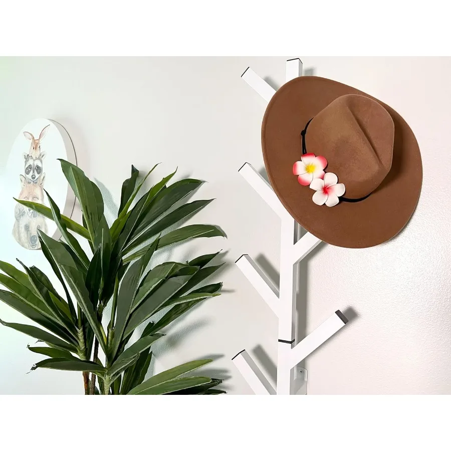 معطف حديث مثبت على الحائط ورف قبعة للمدخل أو المدخل تصميم أبيض أنيق لتنظيم المعاطف والقبعات والإكسسوارات Sp