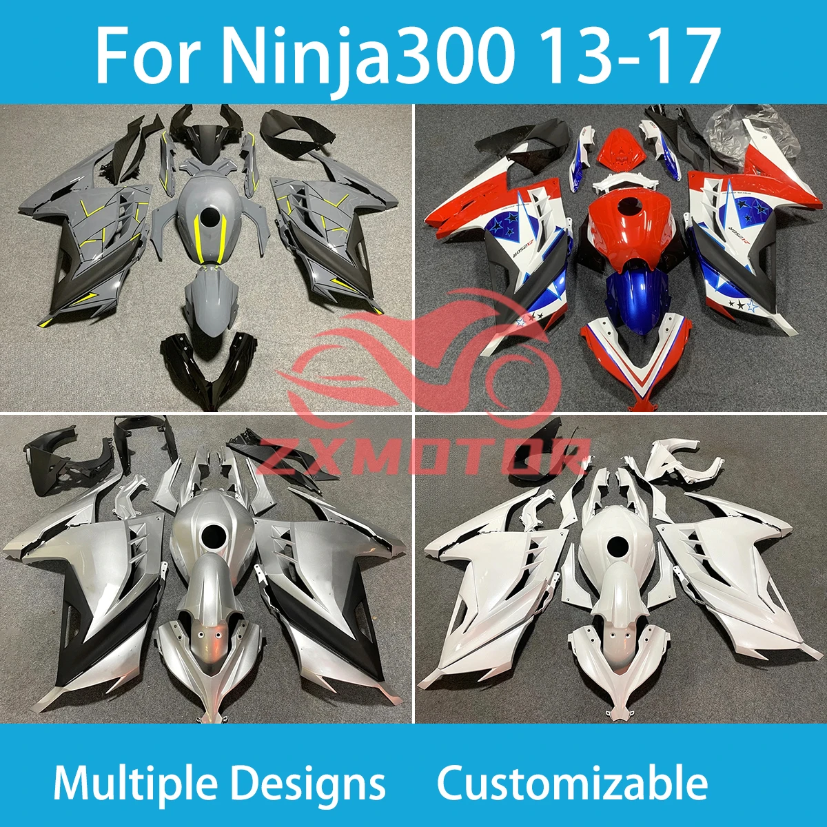 For KAWASAKI Ninja300 2013-2017 ABS Plastic Fairing Set Ninja250 13 14 15 16 17 Motorcycle Accessories Fairings Cover Parts Kit