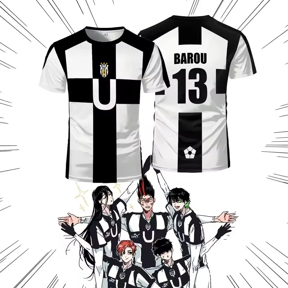 Summer Five Person Pattern VL Replika Anime Uber Blue Lock Full Print Men Tshirt Cosplay Football Jersey Futsal Pattern Tee