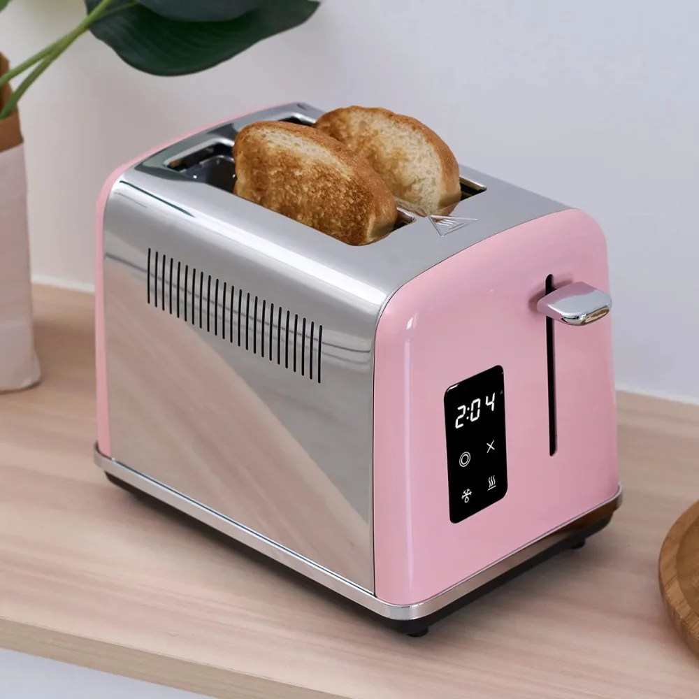 Touch screen stainless steel toaster 2 pieces six-speed household automatic small toaster breakfast toaster