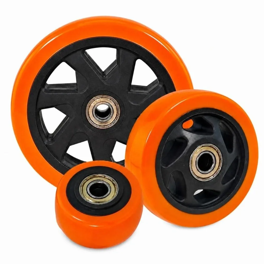 Durable Double Bearings Caster Wheel High Load Capacity Orange Trolley Wheel Wear Resistance PVC Wheel Home Use