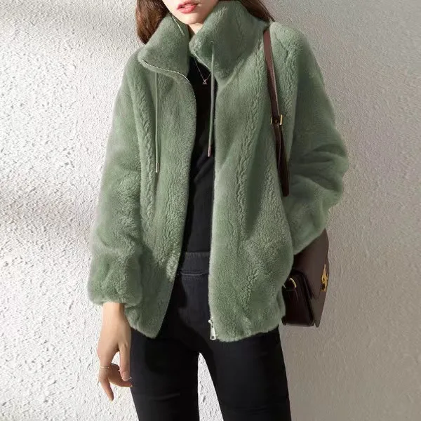 Fleece Thickened Coat Women's Winter Double-sided Fleece Warm Turtleneck Sweater Women's Cardigan Zipper Fleece Clothes Women's