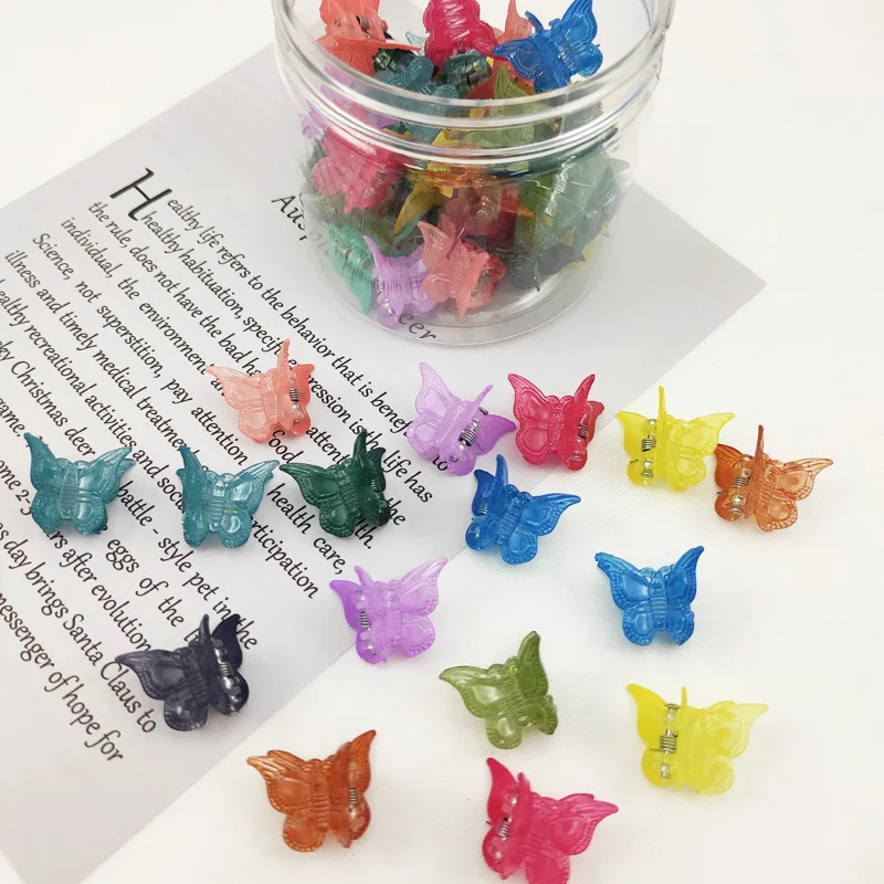 

50pcs/set Kids Candy Color Butterfly Hair Clips Girls Sweet Colored Frosted Hair Accessories Bangs Side Clips