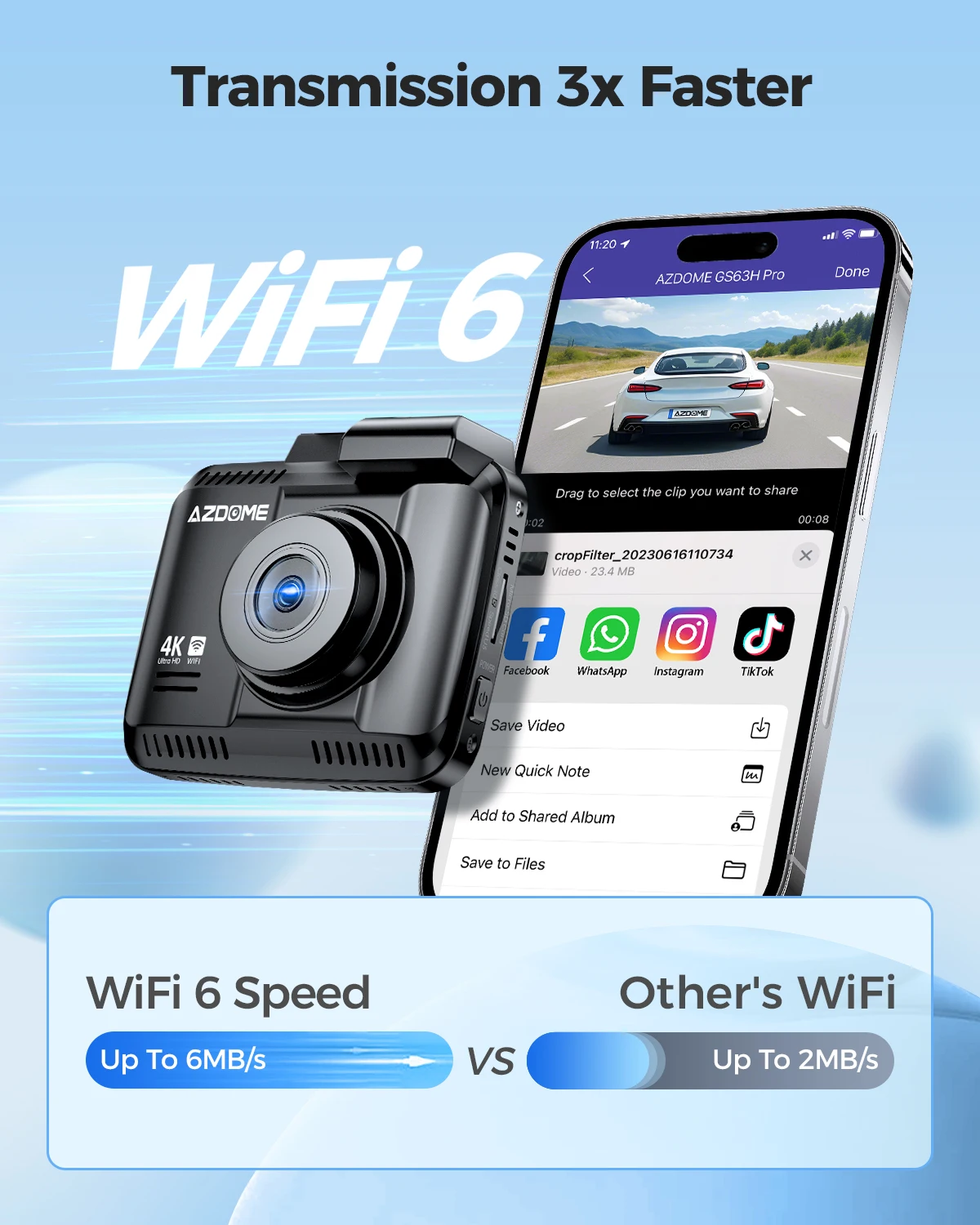 Azdome gs63h traço cam 4k gravadores de carro gps wifi veículo frente cam carro dvr visão noturna dashcam 24h monitor estacionamento câmera carro