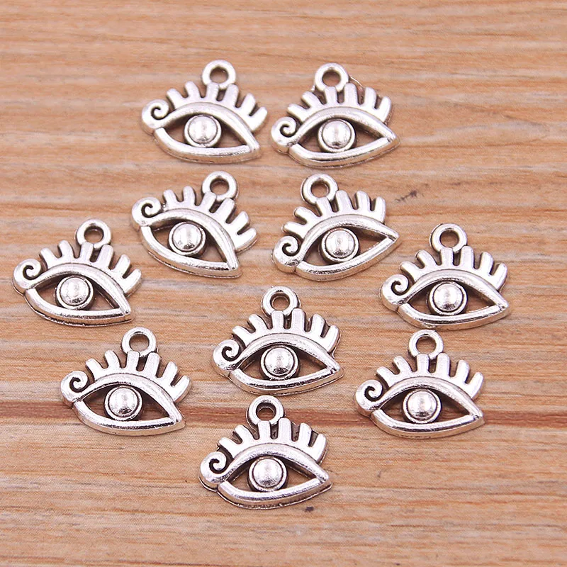 

50PCS 10*12MM Picture Color New Zinc Alloy Vintage Beautiful Eyes Charm Pendants Jewelry Making DIY Handmade Craft