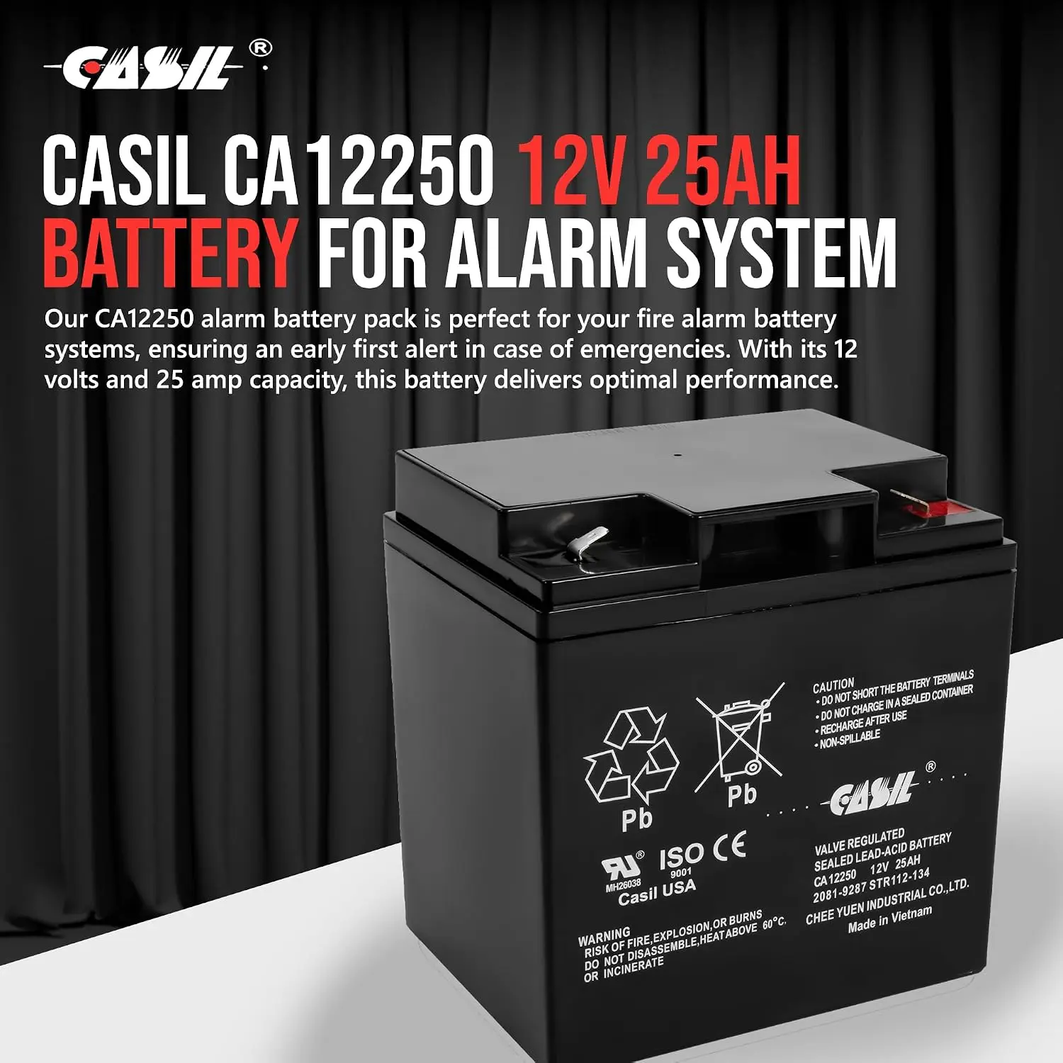 Fire Alarm Control Panel Battery 12V 25Ah F2 Terminal 2 Pack, Customized