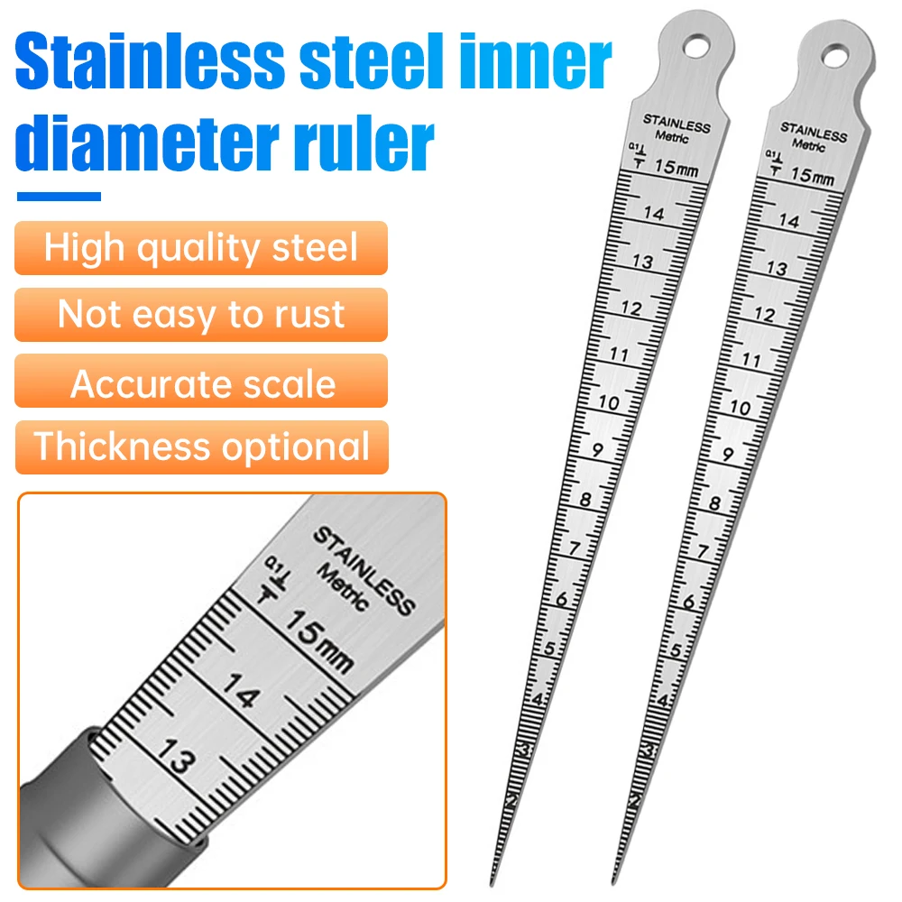 High Precision Taper Gauge Feeler 0-15mm Stainless Steel Gap Hole Measuring Tool Wedge Aperture Scale Inner Diameter Ruler