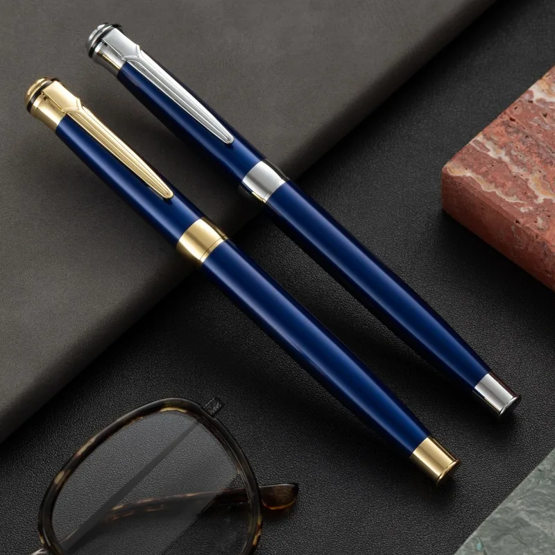

HULAISHI Luxury Silver Blue Business Metal Fountain Pens EF/F/M 0.38/0.5/0.7mm Nib Converter Included Calligraphy Journaling Pen