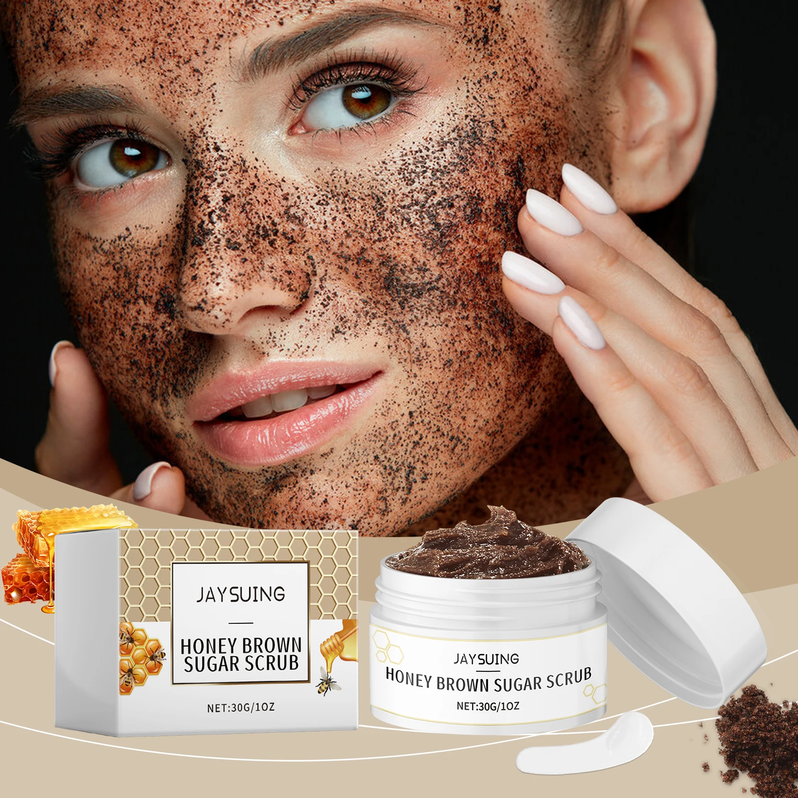 Honey Brown Sugar Scrub Cream Exfoliate Remove Facial Oil Shrink Pores Smooth Moisturize Skin Softening Keratin Cleansing Scrub