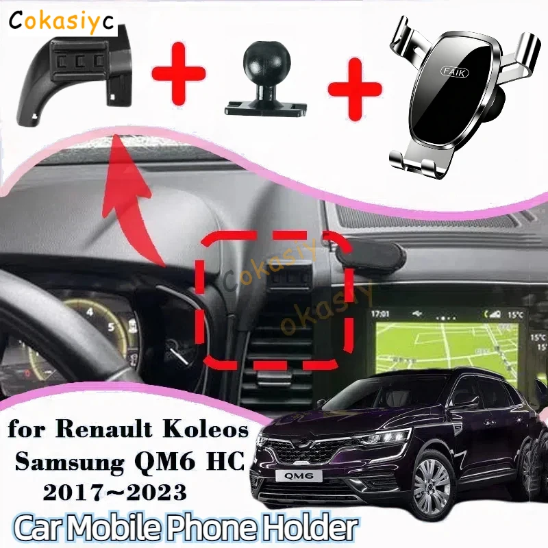 Car Mobile Phone Holder for Renault Koleos Samsung QM6 HC 2017~2023 Air Vent Mount Bracket Smartphone Stand Auto Accessories