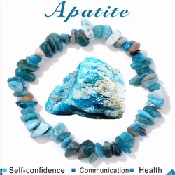 Natural Blue Apatite Stone Chip Beads Bracelets For Women Men Irregular Original Stone Healing Crystal Energy Bracelet Jewelry