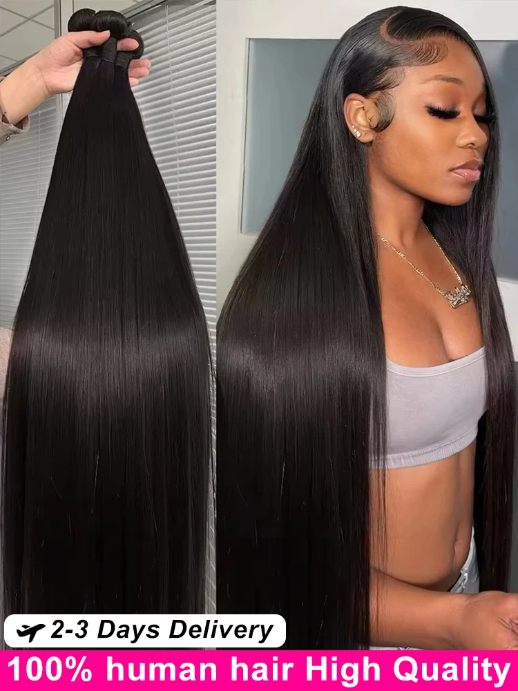

12A Straight Human Hair Bundles 100% Raw Human Hair Bundles 40Inch Unprocessed Virgin Human Hair Extension