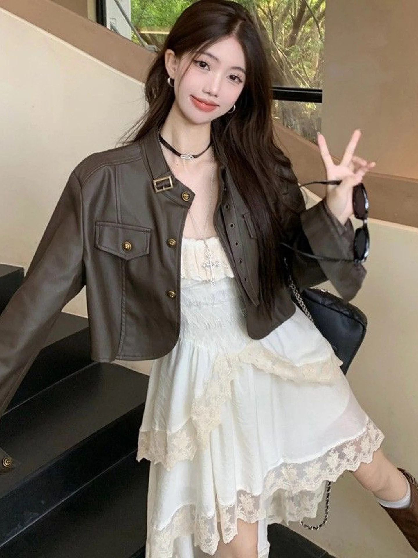 American Style Short PU Leather Jacket Women's Motorcycle Jacket Autumn New Design Casual Sensation High Quality Top