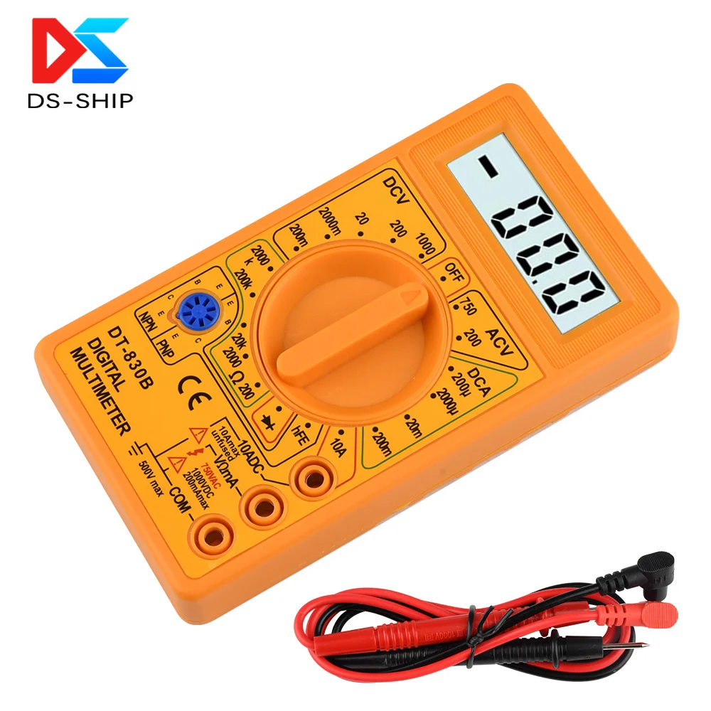 LCD monitor Digitális multimeter DT-830B Elektromos Voltmérő Villamos műszerek Ohm teszter AC/DC 750/1000V ampulla Fordulás Ohm teszter Időmértékes verselés