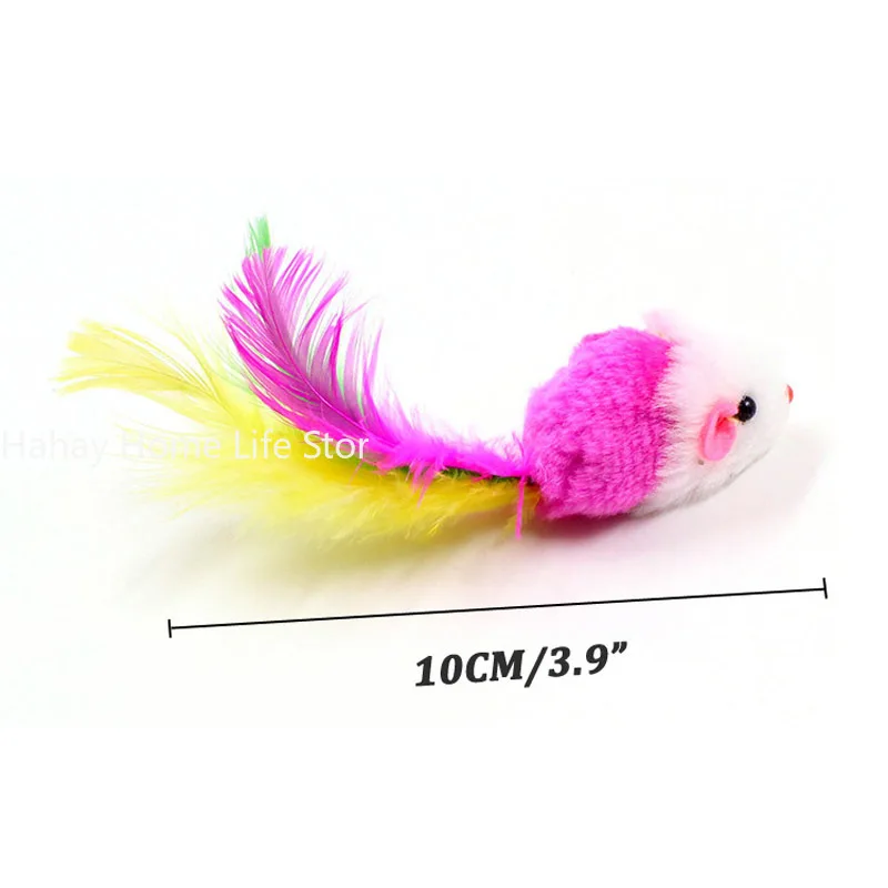 Soft Fleece False Mouse Cat Toys Colorful Feather Mini Funny Playing Training interactive Toys For Cats Kitten Pet Supplies